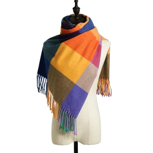 Schals Tücher Halstuch Scarf Winterschal Für Damen, Gestreift, Kariert, Eleganter Winterschal Im Lady-Stil, Quastenschal, Luxus-Wickel 14 von Hasdnker