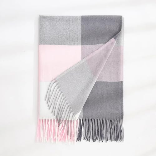 Schals Tücher Halstuch Scarf Winterschal Für Damen, Gestreift, Kariert, Eleganter Winterschal Im Lady-Stil, Quastenschal, Luxus-Wraps 17 von Hasdnker