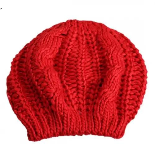 Strickmützen Hüte Mützen Caps Beanie Mütze Beanie Baskenmütze Für Damen, Geflochten, Weite Strickmütze, Warme Wintermütze, Skimütze, Koreanisches Mädchen, Gedrehte Hanfblume, Rot von Hasdnker