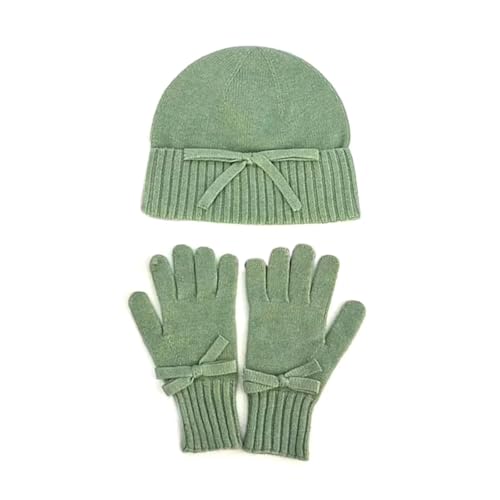 Strickmützen Hüte Mützen Caps Beanie Mütze Beanie Bow Strickmütze Handschuh-Sets Für Damen Winter Warm Bows Beanies Bowknot Verdickte Handbedeckung Koreanisch Solid Cold Zweiteiliger Anzug G von Hasdnker