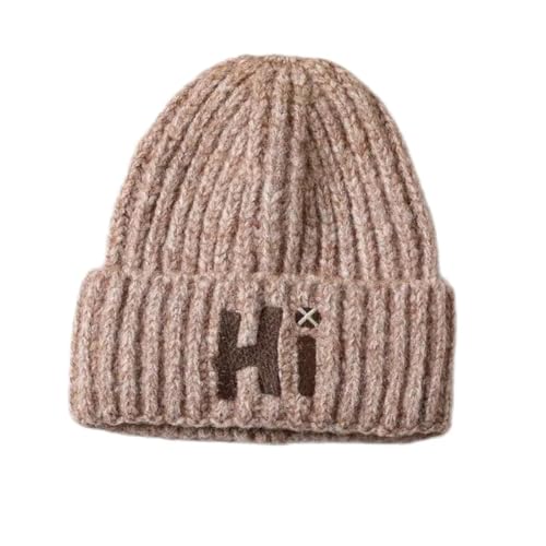 Strickmützen Hüte Mützen Caps Beanie Mütze Beanie Hi Letter Bestickte Gebürstete Schwarze Strickmütze Für Damen Und Herren, Herbst-Winter, Warm, Lässig, Für Studenten, Paar, Beanies, Skullie von Hasdnker