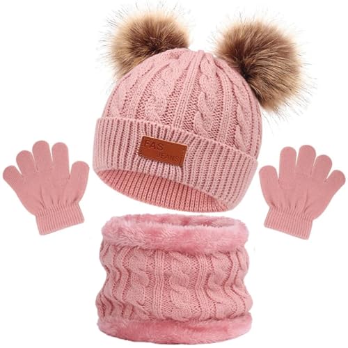 Strickmützen Hüte Mützen Caps Beanie Mütze Beanie Kinder Wintermütze, Schal, Handschuhe, Warmer Anzug Für Kinder Im Alter Von 1–10 Jahren, Mädchen Und Jungen, Warme Strickmütze Mit Doppelten von Hasdnker