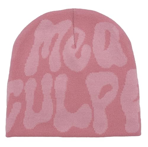 Strickmützen Hüte Mützen Caps Beanie Mütze Beanie Strickmützen Jacquardmützen Für Herren Und Damen, Outdoor-Reiten, Europa Und Die Usa, Modische Warme Mütze, Rosa von Hasdnker