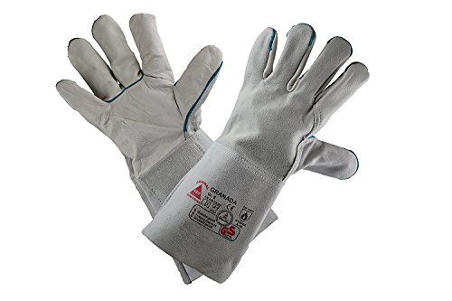 Hase Leichte Schweißerhandschuhe GRANADA Rindnarbenleder TÜV GS, Grau, 10 von Hase Safety Gloves