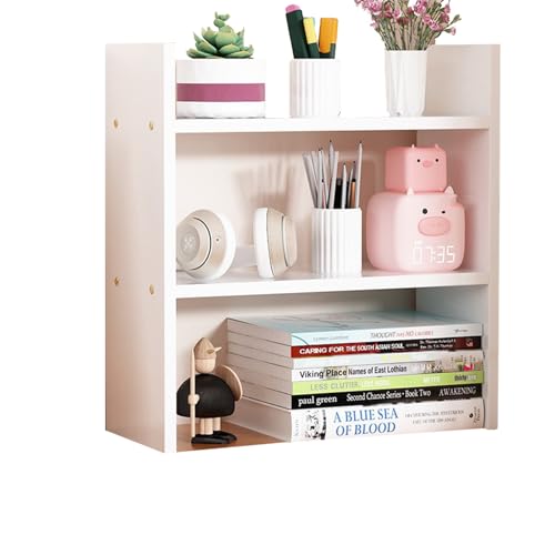 Haseller Desktop bücherregal,Bücherregal Klein Desktop Organizer Bücherregal,Einstellbar Standregal Bücherregal,kleine Bibliotheksdekoration, für Büro, Küche und Badezimmer,White,B von Haseller