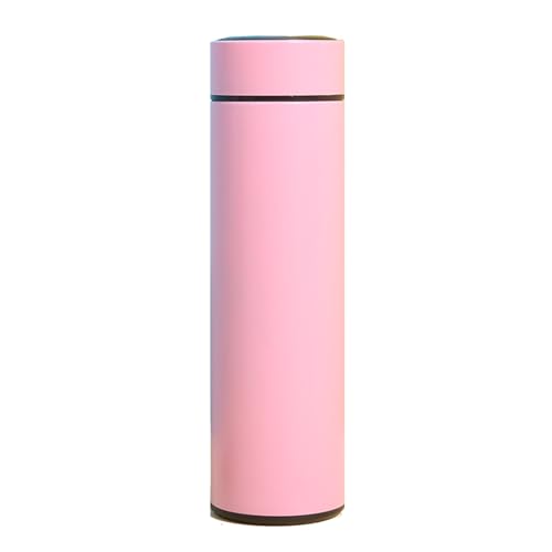 Haseller Thermobecher,Trinkflasche mit Strohhalm,500ml,Travel Mug Classic Thermo Isolierbecher,dichter Kaffeebecher to go aus Edelstahl doppelwandig isoliert,Pink,A von Haseller