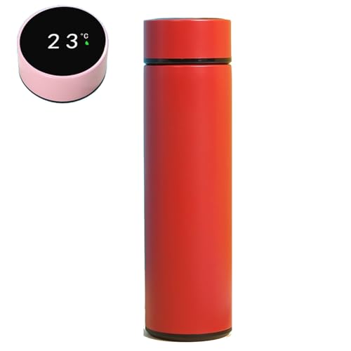 Haseller Thermobecher,Trinkflasche mit Strohhalm,500ml,Travel Mug Classic Thermo Isolierbecher,dichter Kaffeebecher to go aus Edelstahl doppelwandig isoliert,Red,B von Haseller