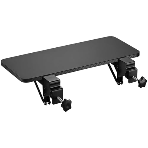 Tischverlängerung HorizontalStanzfreie Klemme auf Tastaturschubladeablage, 90° klappbare Tischplatten-Verlängerungsablage zur Handgelenkstütze, geeignet für Tische mit Schubladen, Black, 75*25*1.5cm von Haseller