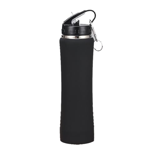 Travel Mug Classic Thermo Isolierbecher,FlowState Trinkflasche mit Strohhalm 0.5L,hält 6h heiß/ 12h kalt,auslaufsicher,Quick Press Verschluss,Wasserflasche für Sport, Schule und Outdoor,Black,750ml von Haseller