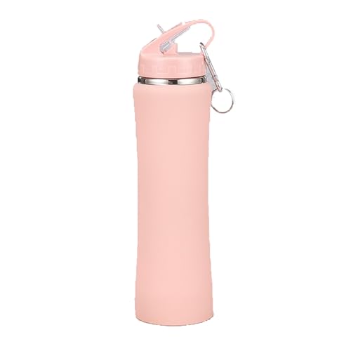 Travel Mug Classic Thermo Isolierbecher,FlowState Trinkflasche mit Strohhalm 0.5L,hält 6h heiß/ 12h kalt,auslaufsicher,Quick Press Verschluss,Wasserflasche für Sport, Schule und Outdoor,Pink,600ml von Haseller