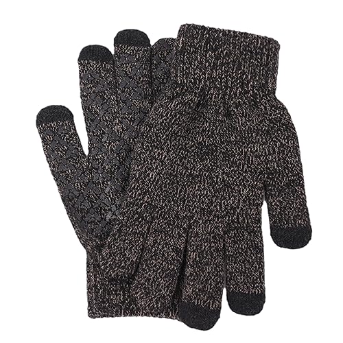 Hattba ScreenTouch-Handschuhe, weich, warm, Strickhandschuhe, Touchscreen, Vollfinger-Handschuhe, Outdoor-Sport, Laufhandschuhe für Herren und Teenager von Hattba