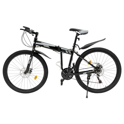 HauTour Folding Fahrrad 26 Zoll Mountainbike Fahrrad, Scheibenbremse 21 Gang-Schaltung Mountainbike Höhenverstellbar Folding Fahrrad für Jungen, Mädchen, Damen & Herren von HauTour