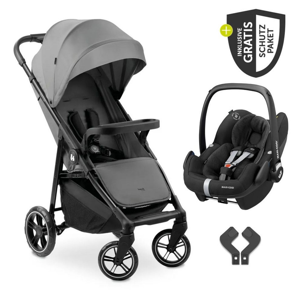 Hauck Sportbuggy Shop N Care - Grey, Kinderwagen Sportwagen mit Maxi Cosi Babyschale Pebble Pro & Zubehör von Hauck