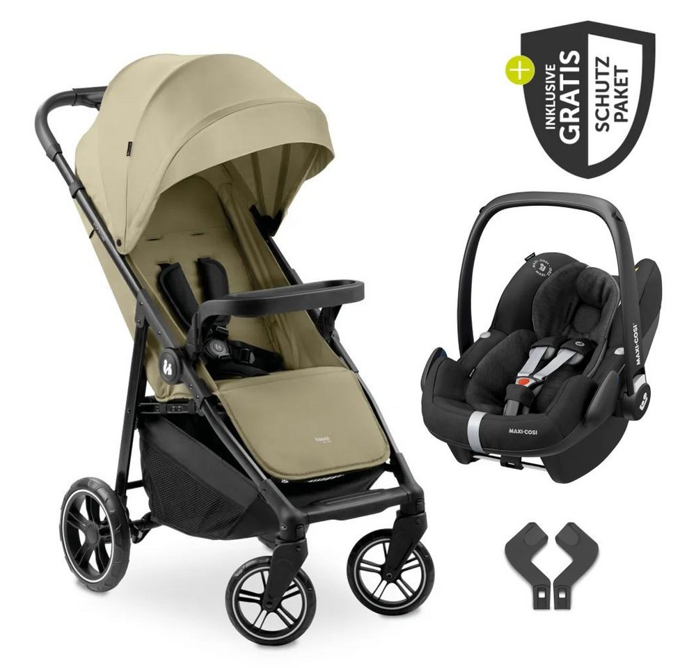 Hauck Sportbuggy Shop N Care - Olive, Kinderwagen Sportwagen mit Maxi Cosi Babyschale Pebble Pro & Zubehör von Hauck