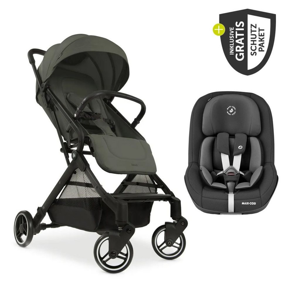 Hauck Sportbuggy Travel N Care - Dark Olive, Reisebuggy Sportwagen bis 22 kg inkl. Maxi Cosi Reboarder Pearl Pro 2 von Hauck