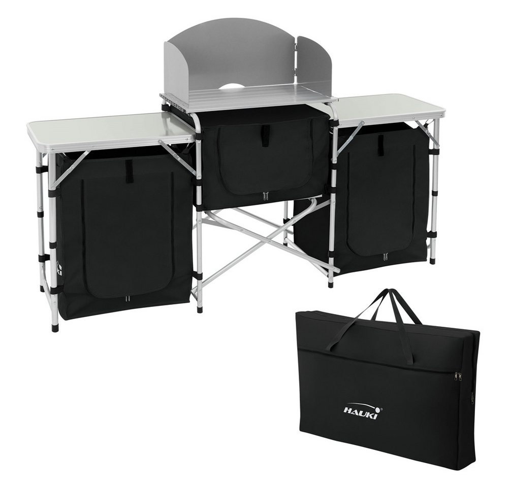 Hauki Campingschrank Camping Küche faltbar mit Tragetasche und Windschutz Outdoorküche aus Aluminium mit Arbeitsplatte 174,5x40x110,5 cm Schwarz Hauki Campingschrank Camping Küche faltbar mit Tragetasche und Windschutz Outdoorküche aus Aluminium mit Arbeitsplatte 174,5x40x110,5 cm Schwarz von Hauki