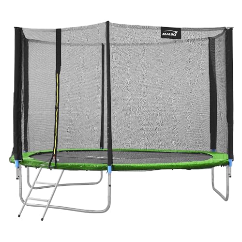 Hauki Trampolin Outdoor, Ø305 cm, Grün, GS geprüft, Rundes Gartentrampolin für Kinder bis 150 kg, Komplettset mit Sicherheitsnetz, Leiter, Randabdeckung, Gepolsterte Stangen, Stabile Kindertrampolin Hauki Trampolin Outdoor, Ø305 cm, Grün, GS geprüft, Rundes Gartentrampolin für Kinder bis 150 kg, Komplettset mit Sicherheitsnetz, Leiter, Randabdeckung, Gepolsterte Stangen, Stabile Kindertrampolin von Hauki
