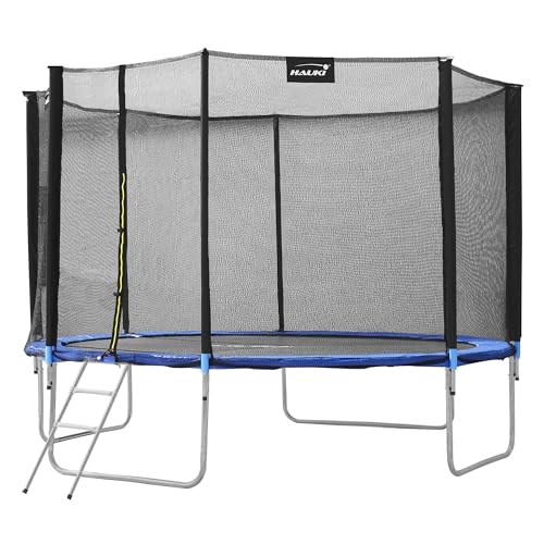 Hauki Trampolin Outdoor, Ø427 cm, Blau, GS geprüft, Rundes Gartentrampolin für Kinder bis 150 kg, Komplettset mit Sicherheitsnetz, Leiter, Randabdeckung, Gepolsterte Stangen, Stabile Kindertrampolin Hauki Trampolin Outdoor, Ø427 cm, Blau, GS geprüft, Rundes Gartentrampolin für Kinder bis 150 kg, Komplettset mit Sicherheitsnetz, Leiter, Randabdeckung, Gepolsterte Stangen, Stabile Kindertrampolin von Hauki