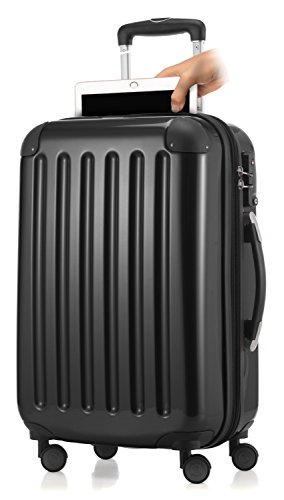 Alex Handgepäck mit Laptopfach Hartschalen Trolley Roll-Reisekoffer 4 Doppel-Rollen, 55 cm, 42 L, Schwarz Alex Handgepäck mit Laptopfach Hartschalen Trolley Roll-Reisekoffer 4 Doppel-Rollen, 55 cm, 42 L, Schwarz von Hauptstadtkoffer