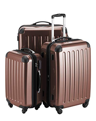 HAUPTSTADTKOFFER Alex - 3er Kofferset, Trolley-Set, Rollkoffer, Reisekoffer, (S, M & L), Braun von Hauptstadtkoffer