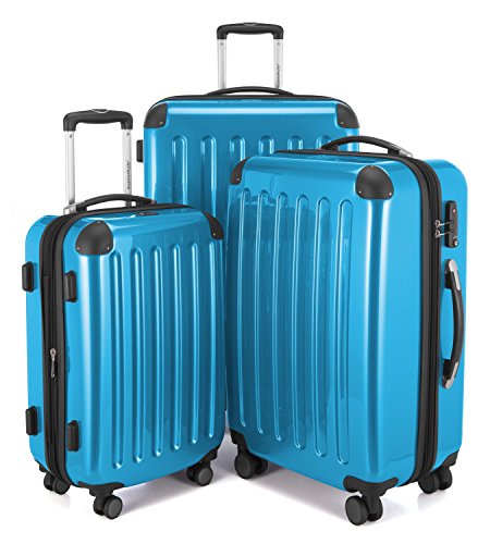 HAUPTSTADTKOFFER Alex - 3er Kofferset, TSA, Trolley-Set, Rollkoffer, Reisekoffer, (S, M & L), Cyanblau von Hauptstadtkoffer