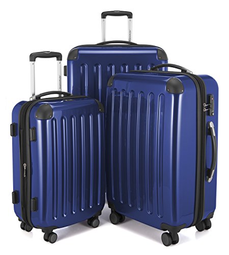 Alex - 3er Kofferset, TSA, Trolley-Set, Rollkoffer, Reisekoffer, (S, M & L), Dunkelblau von Hauptstadtkoffer