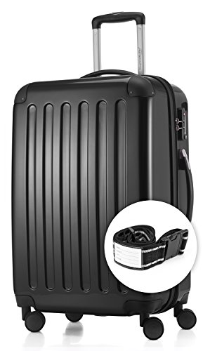 HAUPTSTADTKOFFER - Alex - NEU 4 Doppel-Rollen + Gratisartikel Hartschalen-Koffer Koffer Trolley Rollkoffer Reisekoffer, TSA, 65 cm, 74 Liter, Schwarz von Hauptstadtkoffer