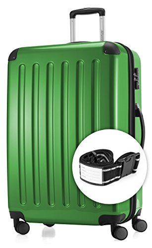 HAUPTSTADTKOFFER - Alex - NEU 4 Doppel-Rollen + Gratisartikel Hartschalen-Koffer Koffer Trolley Rollkoffer Reisekoffer, TSA, 75 cm, 119 Liter, Grün von Hauptstadtkoffer