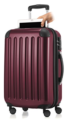Alex Handgepäck mit Laptopfach Hartschalen Trolley Roll-Reisekoffer 4 Doppel-Rollen, 55 cm, 42 L, Burgund Alex Handgepäck mit Laptopfach Hartschalen Trolley Roll-Reisekoffer 4 Doppel-Rollen, 55 cm, 42 L, Burgund von Hauptstadtkoffer