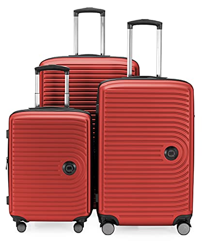 HAUPTSTADTKOFFER Mitte - 3er Kofferset - Handgepäckskoffer 55 cm, mittelgroßer Koffer 68 cm + großer Reisekoffer 77 cm, Hartschale ABS, TSA, Rot von Hauptstadtkoffer