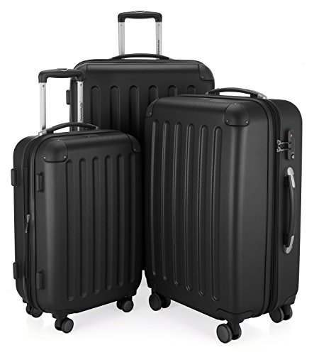 HAUPTSTADTKOFFER - SPREE - 3er Trolley-Set Rollkoffer Reisekoffer, (S, M und L) Koffer-Set, 4 Doppel-Rollen, , Schwarz von Hauptstadtkoffer