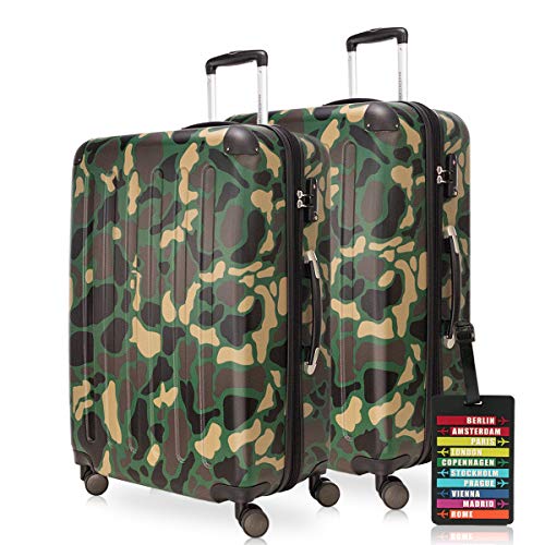 HAUPTSTADTKOFFER - Spree - Koffer-Set 2 x Großer Hartschalenkoffer Rollkoffer 75 cm, 119 Liter + Kofferanhänger, erweiterbarer Reisekoffer, 4 Rollen, TSA, Camouflage HAUPTSTADTKOFFER - Spree - Koffer-Set 2 x Großer Hartschalenkoffer Rollkoffer 75 cm, 119 Liter + Kofferanhänger, erweiterbarer Reisekoffer, 4 Rollen, TSA, Camouflage von Hauptstadtkoffer