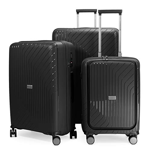 HAUPTSTADTKOFFER TXL - Handgepäck mit Laptopfach Hartschalen Trolley, Business Trolly, Roll-Reisekoffer 4 Doppel-Rollen, 55 cm, 40 L, Dunkelgrün von Hauptstadtkoffer