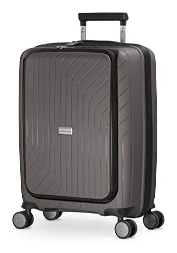 HAUPTSTADTKOFFER TXL - Handgepäck mit Laptopfach Hartschalen Trolley, Business Trolly, Roll-Reisekoffer 4 Doppel-Rollen, 55 cm, 42 L, Titan von Hauptstadtkoffer