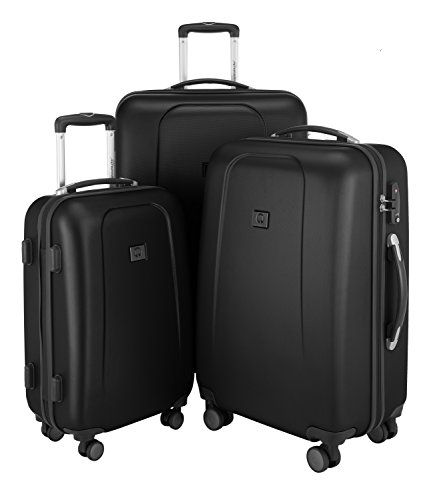 HAUPTSTADTKOFFER - Wedding - 3er Koffer-Set Trolley-Set Rollkoffer Reisekoffer, TSA, Doppelrollen, (S, M & L), Schwarz von Hauptstadtkoffer