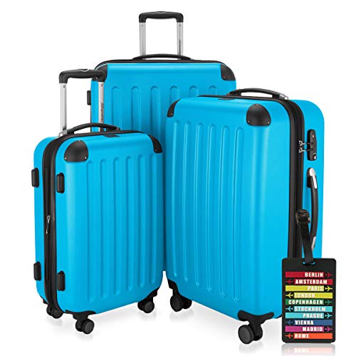 Hauptstadtkoffer - Spree - 3er Koffer-Set + Kofferanhänger - Handgepäck 55 cm, mittelgroßer Koffer 65 cm, großer Reisekoffer 75 cm, TSA, 4 Rollen, Cyanblau Hauptstadtkoffer - Spree - 3er Koffer-Set + Kofferanhänger - Handgepäck 55 cm, mittelgroßer Koffer 65 cm, großer Reisekoffer 75 cm, TSA, 4 Rollen, Cyanblau von Hauptstadtkoffer