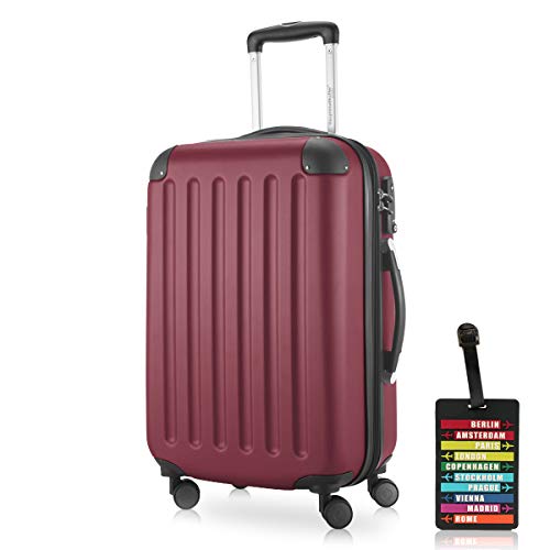 Hauptstadtkoffer - Spree - Kabinentrolley + Kofferanhänger, Handgepäck Hartschale mit Erweiterung, TSA, 4 Rollen, 55 cm, 42 Liter, Burgund Hauptstadtkoffer - Spree - Kabinentrolley + Kofferanhänger, Handgepäck Hartschale mit Erweiterung, TSA, 4 Rollen, 55 cm, 42 Liter, Burgund von Hauptstadtkoffer