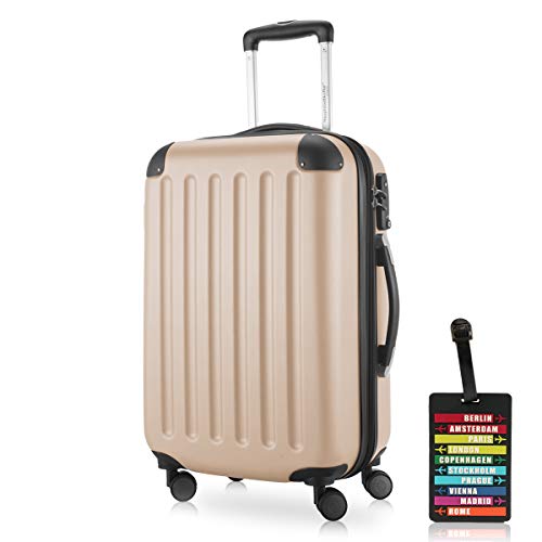 Hauptstadtkoffer - Spree - Kabinentrolley + Kofferanhänger, Handgepäck Hartschale mit Erweiterung, TSA, 4 Rollen, 55 cm, 42 Liter, Champagner Hauptstadtkoffer - Spree - Kabinentrolley + Kofferanhänger, Handgepäck Hartschale mit Erweiterung, TSA, 4 Rollen, 55 cm, 42 Liter, Champagner von Hauptstadtkoffer