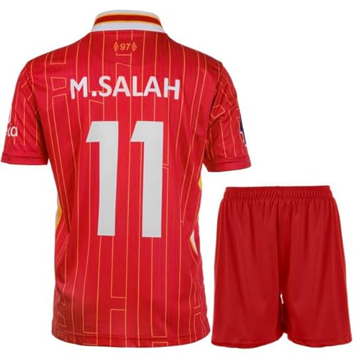 Hawkara Lpool 2024/2025 Mo. Salah #11 Kinder Sonderausgabe Auswärts Trikot mit Kurz, Neu Saison, Fußball Trikot Set Jugendgrößen (Rot,164) von Hawkara