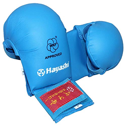 Hayashi Karate Faustschützer „TSUKI“ WKF Approved Handschützer (blau, S) von Hayashi