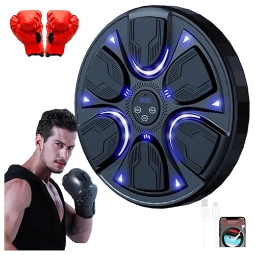 Boxing Machine Mit Musik mit Handschuhen, Boxgerät Mit Musik mit 6 Lichtern Und Bluetooth Sensor Elektronische Box Wand Boxtraining Für Zuhause für Heimübungen Stressabbau von Hazomeu