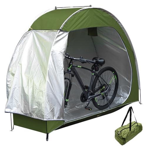 Hbbgdiy Fahrradzelt, UV-Sicht wasserdichtes Oxford-Fahrradschuppen, tragbare Lagerzelt integrierte Speichertaschen und Lüftungsfenster, Abdeckungen für Fahrräder draußen Hbbgdiy Fahrradzelt, UV-Sicht wasserdichtes Oxford-Fahrradschuppen, tragbare Lagerzelt integrierte Speichertaschen und Lüftungsfenster, Abdeckungen für Fahrräder draußen von Hbbgdiy