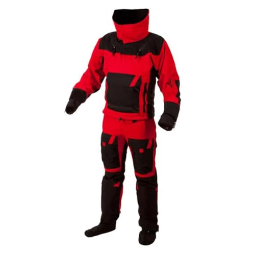 Hcclijo 2-In-1-Wasserdichte Jacke Und Hose Separate Trockenanzüge Wechsel-/Reißverschluss-Trockenanzug Mit Latexdichtung Für Kajakfahren Kanufahren Offshore-Paddeln Red 3XL von Hcclijo