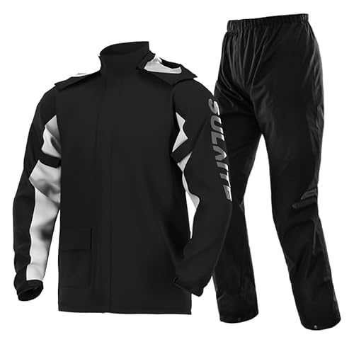 Hcclijo Motorrad Regenmantel Anzug Männer Im Freien wasserdichte Regenbekleidung Schuhe Abdeckung Ultradünne Regen Mantel Radfahren Angeln Klettern Jacke Black 0901 3XL von Hcclijo