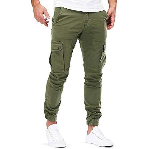 Healter Herren Cargohose Jogger Chino Regular Fit Sporthose Freizeit Jogginghose mit 6 Taschen Cargo Hose Arbeitshose für Männer Gummibund Atmungsaktiv Bequem Sweathose Wanderhose Trekkinghose von Healter