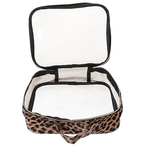 Healvian Schminktasche Für Damen Make-up-behälter Kleine Schminktasche Make-up-Organizer-Tasche Tasche Für Make-up Reißverschlusstaschen Tragbare Aufbewahrungstasche Stoff Leopard von Healvian