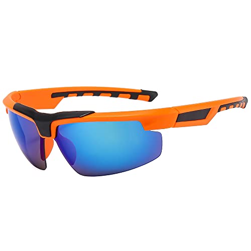 Hearda Outdoor Sports Sonnenbrille, Fahrrad Sonnenbrille Herren Damen Polarisiert Fahrradbrillen Radsportbrillen Outdooraktivitäten Sportbrille für Radfahren Angeln (Einheitsgröße,Orange-Schwarz) von Hearda