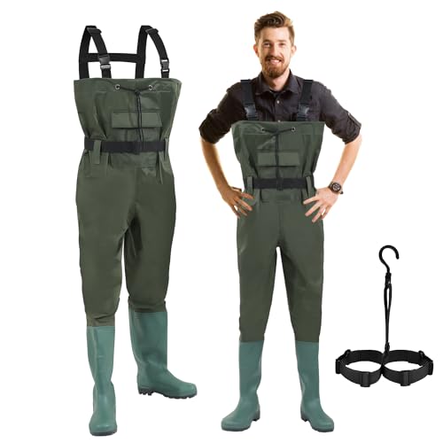 Hebitod Wathose 70 Denier Nylon, PVC Angelhose, wasserdichte Fischteichhose mit Gummistiefeln, Bund, Taschen und Haken, für Baustellen, Angeln, Bauernhöfe, Gärten Hebitod Wathose 70 Denier Nylon, PVC Angelhose, wasserdichte Fischteichhose mit Gummistiefeln, Bund, Taschen und Haken, für Baustellen, Angeln, Bauernhöfe, Gärten von Hebitod