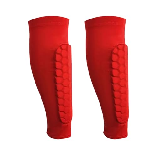 Ski Shin Guards, Shin Defender Shin Guards, Achilles Shinbang Shields, Shindefender Shin Guards, Shinbang Protector 2.0, Compression Sleeve with Honeycomb Pads (Red) von Hehuo