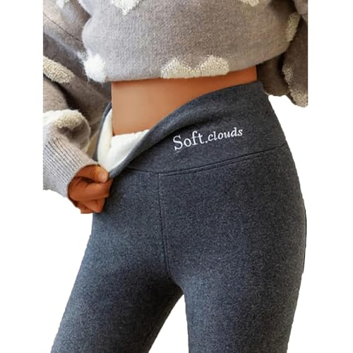 Soft Clouds Fleece Leggings, Fleece Lined Leggings Women, Thick Leggings for Women Tummy Pants Control (Deep Gray,M) von Hehuo